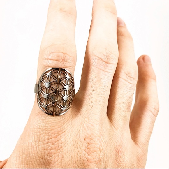 Sacred Geometry Stainless Steel Ring of Life - Picture 3 of 7